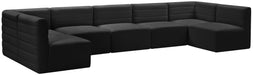 Meridian Furniture - Quincy 157" Black Velvet Upholstered Comfort 7pc. Sectional - 677Black-Sec7B - GreatFurnitureDeal