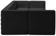 Meridian Furniture - Quincy 157" Black Velvet Upholstered Comfort 7pc. Sectional - 677Black-Sec7B - GreatFurnitureDeal