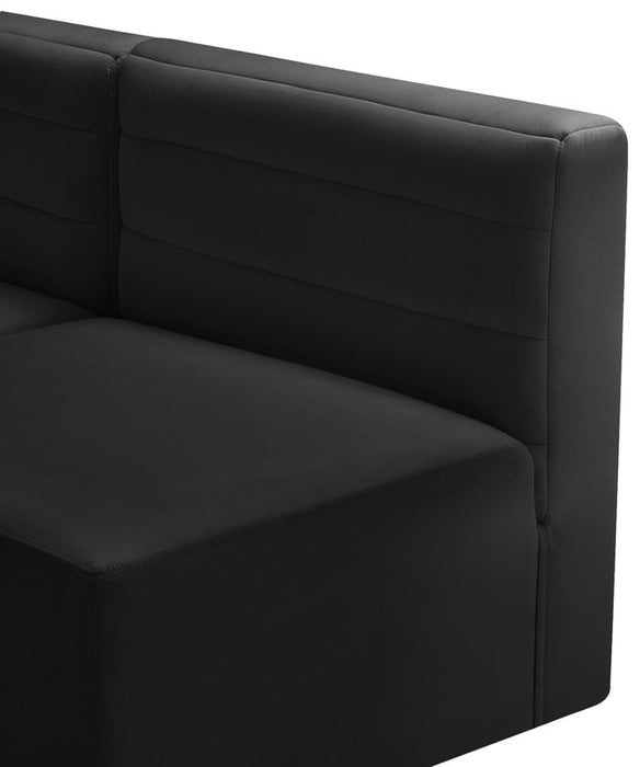 Meridian Furniture - Quincy 157" Black Velvet Upholstered Comfort 7pc. Sectional - 677Black-Sec7B - GreatFurnitureDeal