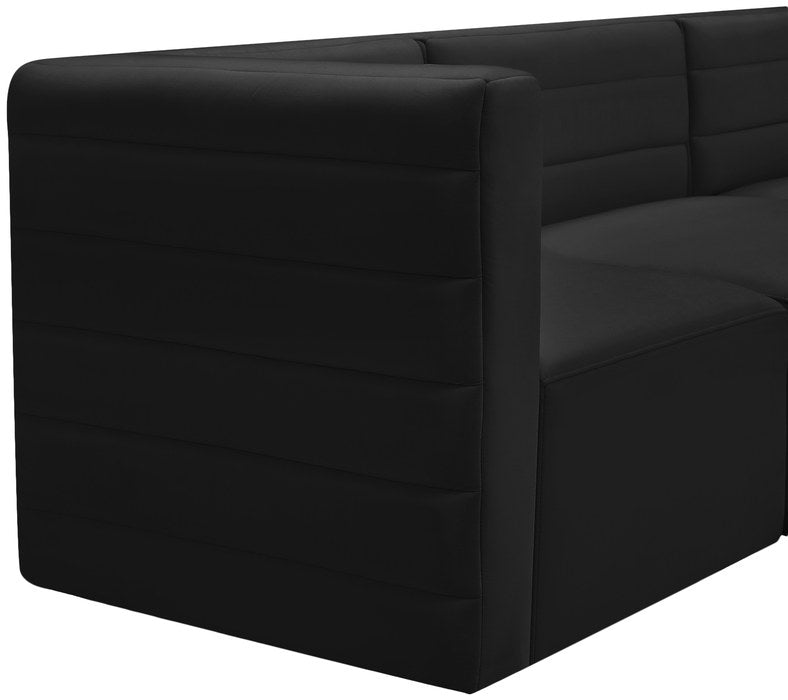 Meridian Furniture - Quincy 157" Black Velvet Upholstered Comfort 7pc. Sectional - 677Black-Sec7B - GreatFurnitureDeal