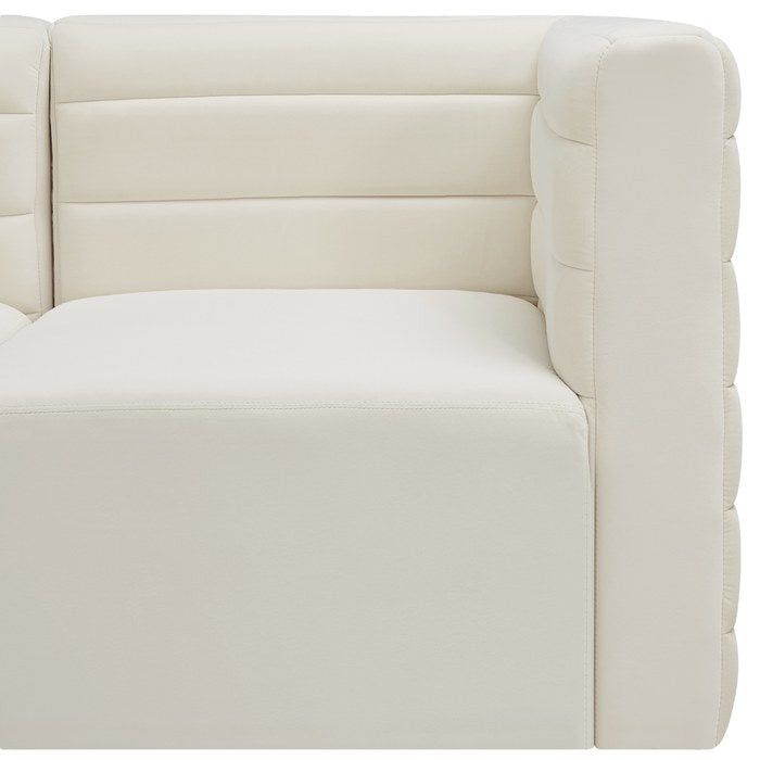 Meridian Furniture - Quincy 95" Cream Velvet Upholstered Comfort 5pc. Sectional - 677Cream-Sec5C - GreatFurnitureDeal