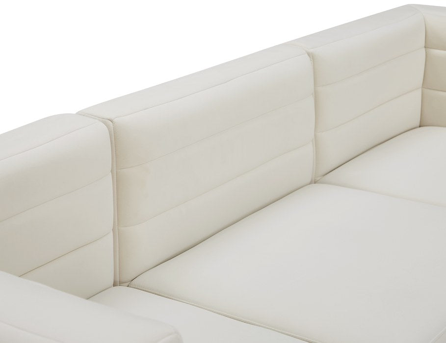 Meridian Furniture - Quincy 95" Cream Velvet Upholstered Comfort 5pc. Sectional - 677Cream-Sec5C - GreatFurnitureDeal
