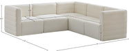 Meridian Furniture - Quincy 95" Cream Velvet Upholstered Comfort 5pc. Sectional - 677Cream-Sec5C - GreatFurnitureDeal