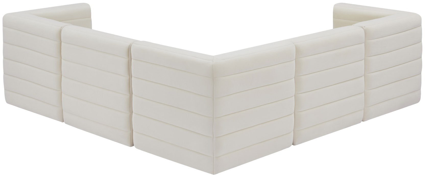Meridian Furniture - Quincy 95" Cream Velvet Upholstered Comfort 5pc. Sectional - 677Cream-Sec5C - GreatFurnitureDeal