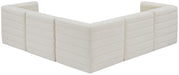 Meridian Furniture - Quincy 95" Cream Velvet Upholstered Comfort 5pc. Sectional - 677Cream-Sec5C - GreatFurnitureDeal