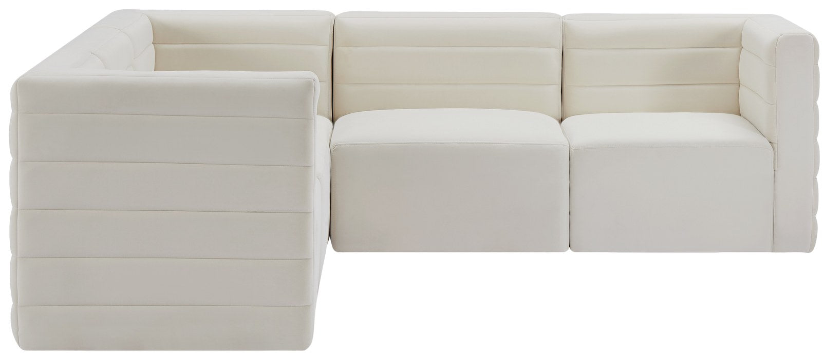 Meridian Furniture - Quincy 95" Cream Velvet Upholstered Comfort 5pc. Sectional - 677Cream-Sec5C - GreatFurnitureDeal