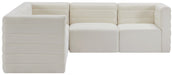 Meridian Furniture - Quincy 95" Cream Velvet Upholstered Comfort 5pc. Sectional - 677Cream-Sec5C - GreatFurnitureDeal