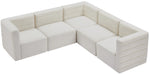 Meridian Furniture - Quincy 95" Cream Velvet Upholstered Comfort 5pc. Sectional - 677Cream-Sec5C - GreatFurnitureDeal