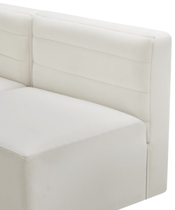 Meridian Furniture - Quincy 95" Cream Velvet Upholstered Comfort 5pc. Sectional - 677Cream-Sec5C - GreatFurnitureDeal
