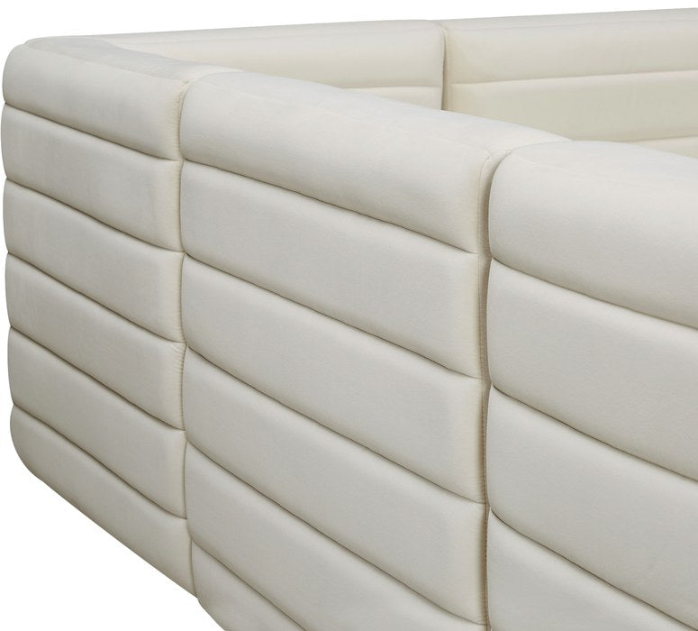Meridian Furniture - Quincy 95" Cream Velvet Upholstered Comfort 5pc. Sectional - 677Cream-Sec5C - GreatFurnitureDeal