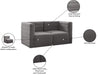 Meridian Furniture - Quincy 63" Grey Velvet Upholstered Comfort 2pc. Loveseat - 677Grey-S63 - GreatFurnitureDeal