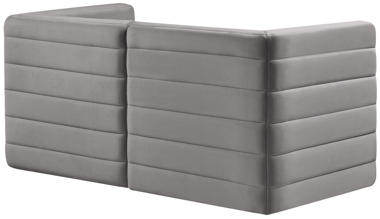 Meridian Furniture - Quincy 63" Grey Velvet Upholstered Comfort 2pc. Loveseat - 677Grey-S63 - GreatFurnitureDeal