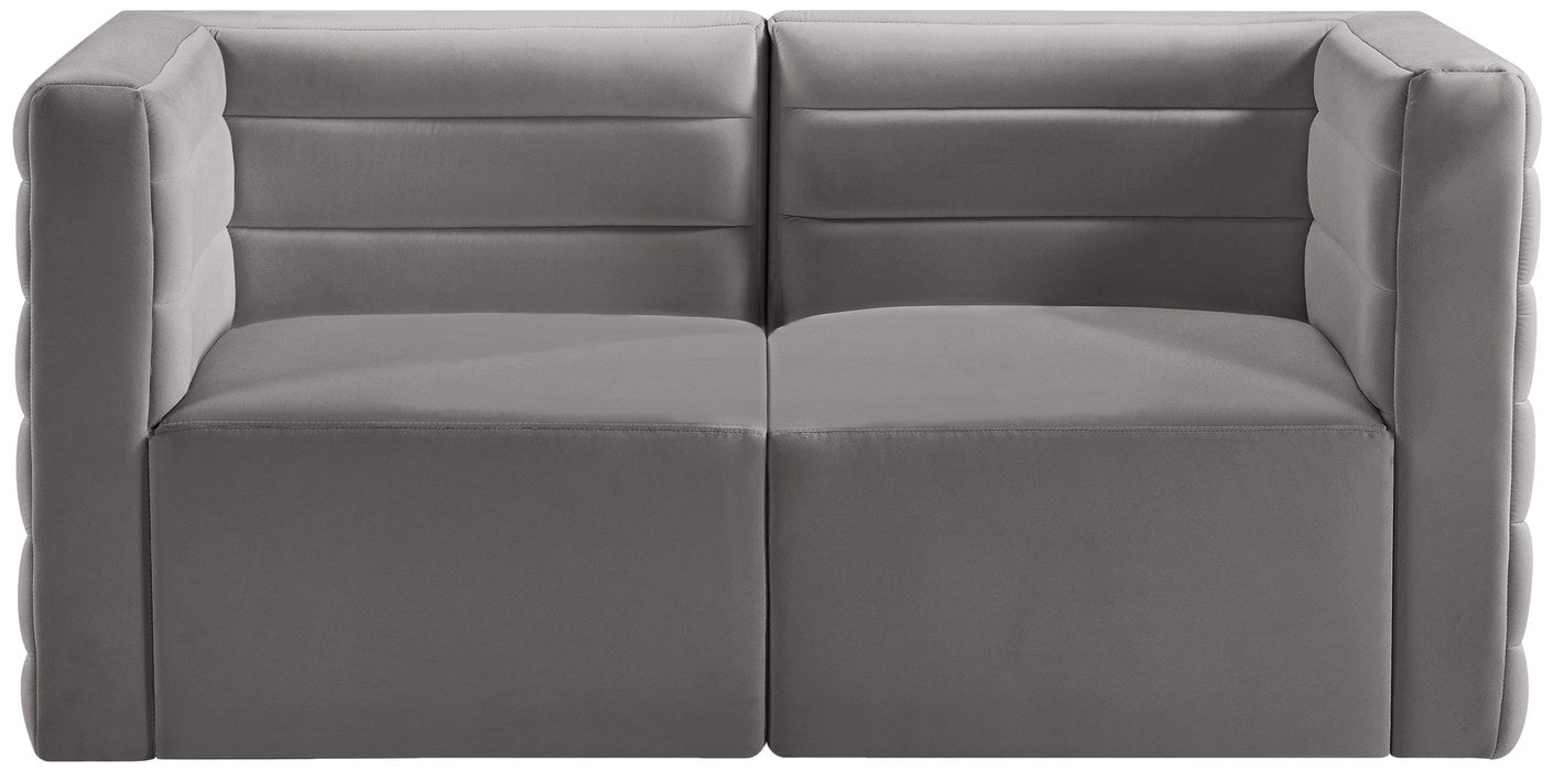 Meridian Furniture - Quincy 63" Grey Velvet Upholstered Comfort 2pc. Loveseat - 677Grey-S63 - GreatFurnitureDeal