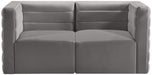 Meridian Furniture - Quincy 63" Grey Velvet Upholstered Comfort 2pc. Loveseat - 677Grey-S63 - GreatFurnitureDeal