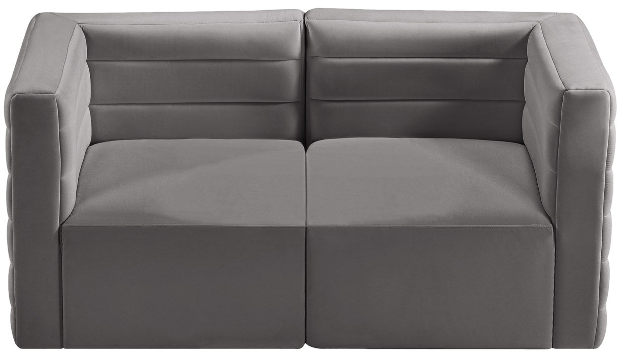Meridian Furniture - Quincy 63" Grey Velvet Upholstered Comfort 2pc. Loveseat - 677Grey-S63 - GreatFurnitureDeal