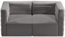 Meridian Furniture - Quincy 63" Grey Velvet Upholstered Comfort 2pc. Loveseat - 677Grey-S63 - GreatFurnitureDeal