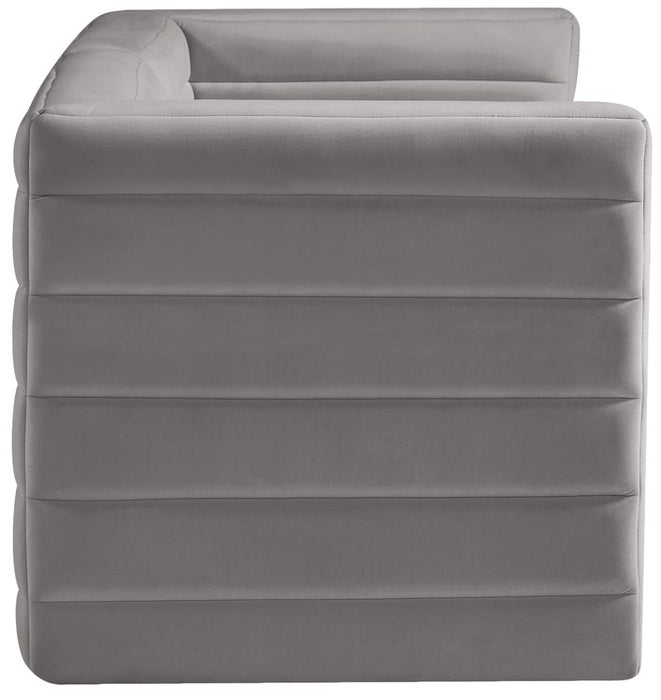 Meridian Furniture - Quincy 63" Grey Velvet Upholstered Comfort 2pc. Loveseat - 677Grey-S63 - GreatFurnitureDeal