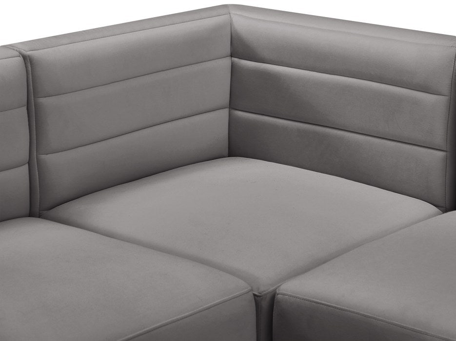 Meridian Furniture - Quincy 63" Grey Velvet Upholstered Comfort 2pc. Loveseat - 677Grey-S63 - GreatFurnitureDeal