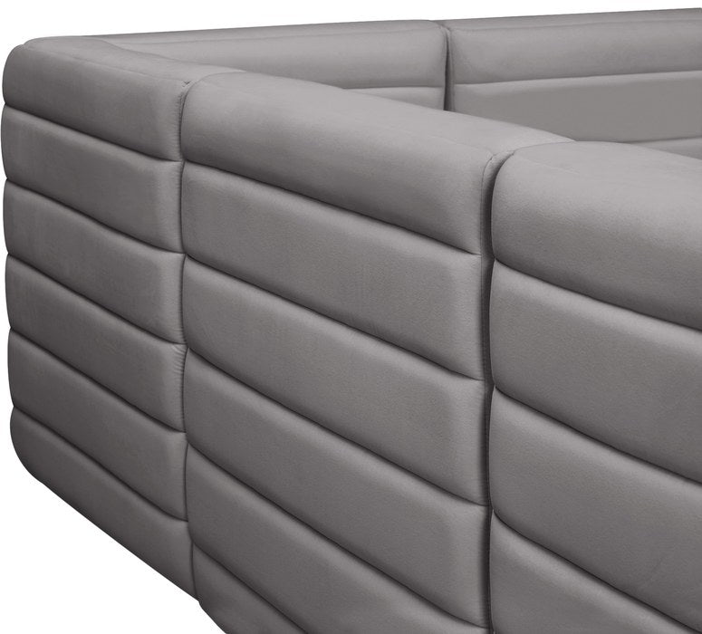 Meridian Furniture - Quincy 95" Grey Velvet Upholstered Comfort 3pc. Sofa - 677Grey-S95 - GreatFurnitureDeal