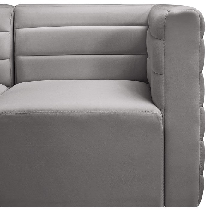 Meridian Furniture - Quincy 95" Grey Velvet Upholstered Comfort 3pc. Sofa - 677Grey-S95 - GreatFurnitureDeal
