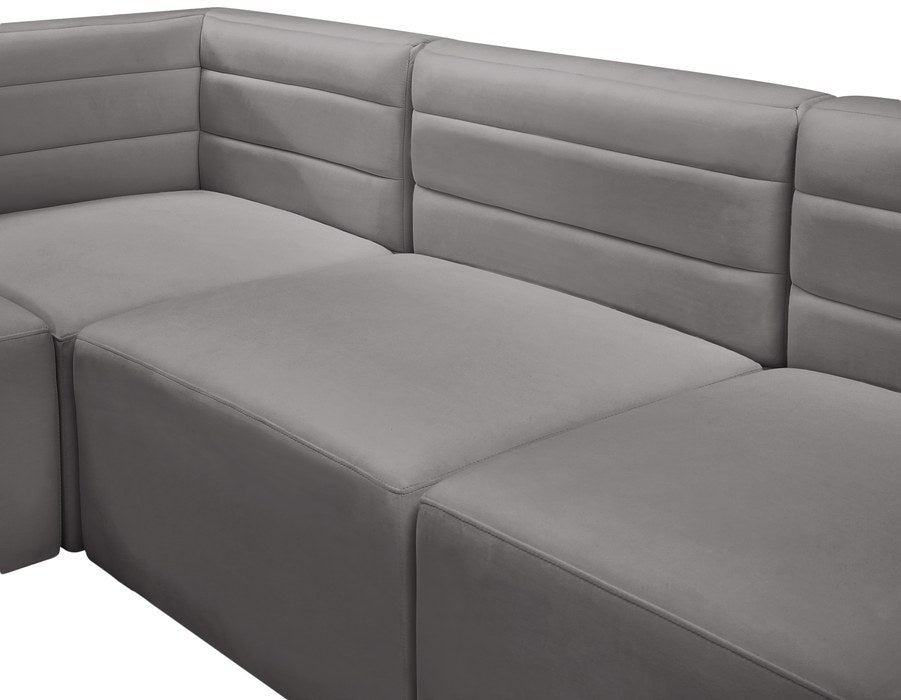 Meridian Furniture - Quincy 95" Grey Velvet Upholstered Comfort 3pc. Sofa - 677Grey-S95 - GreatFurnitureDeal