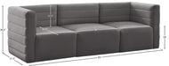 Meridian Furniture - Quincy 95" Grey Velvet Upholstered Comfort 3pc. Sofa - 677Grey-S95 - GreatFurnitureDeal