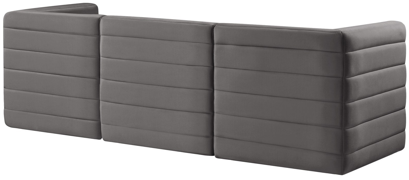 Meridian Furniture - Quincy 95" Grey Velvet Upholstered Comfort 3pc. Sofa - 677Grey-S95 - GreatFurnitureDeal