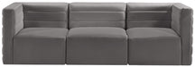 Meridian Furniture - Quincy 95" Grey Velvet Upholstered Comfort 3pc. Sofa - 677Grey-S95 - GreatFurnitureDeal