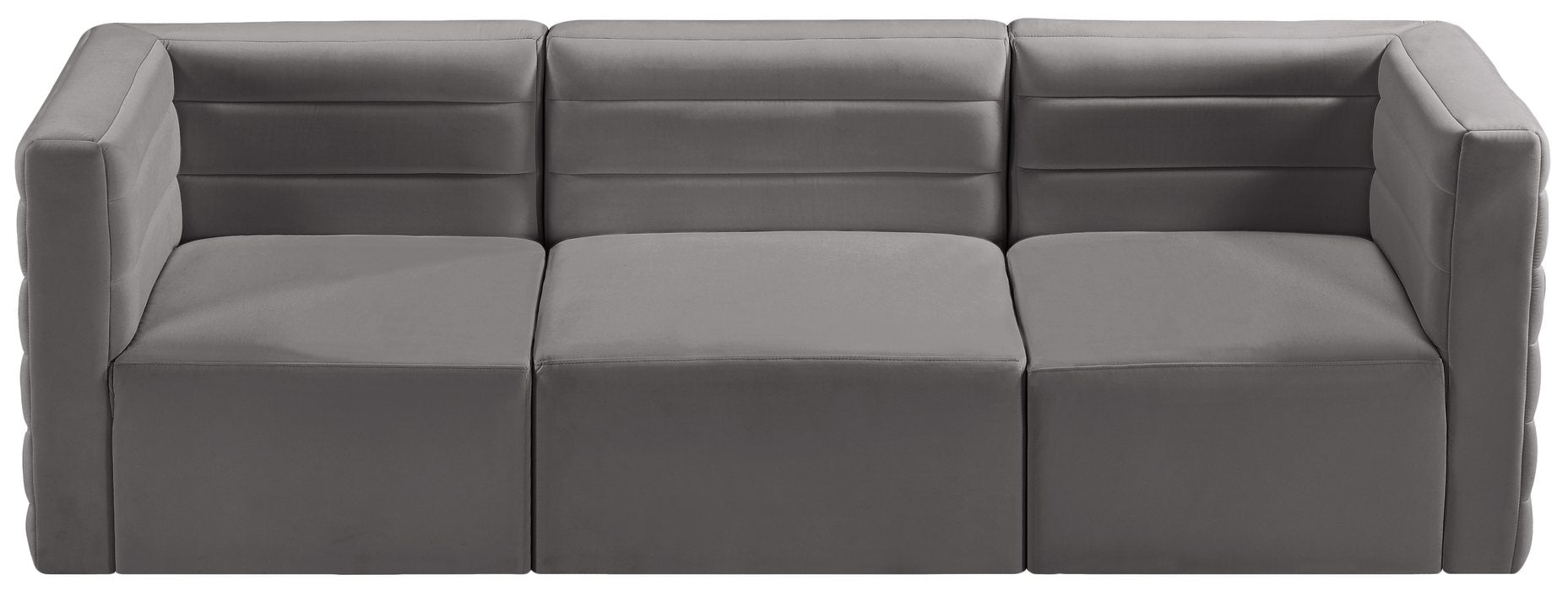 Meridian Furniture - Quincy 95" Grey Velvet Upholstered Comfort 3pc. Sofa - 677Grey-S95 - GreatFurnitureDeal