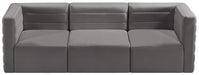Meridian Furniture - Quincy 95" Grey Velvet Upholstered Comfort 3pc. Sofa - 677Grey-S95 - GreatFurnitureDeal