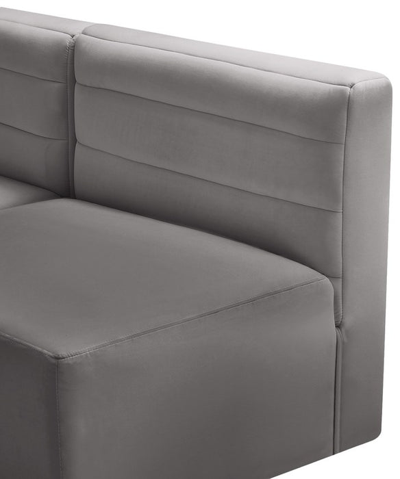 Meridian Furniture - Quincy 95" Grey Velvet Upholstered Comfort 3pc. Sofa - 677Grey-S95 - GreatFurnitureDeal