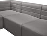 Meridian Furniture - Quincy 95" Grey Velvet Upholstered Comfort 5pc. Sectional - 677Grey-Sec5C - GreatFurnitureDeal
