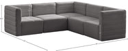 Meridian Furniture - Quincy 95" Grey Velvet Upholstered Comfort 5pc. Sectional - 677Grey-Sec5C - GreatFurnitureDeal