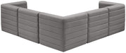Meridian Furniture - Quincy 95" Grey Velvet Upholstered Comfort 5pc. Sectional - 677Grey-Sec5C - GreatFurnitureDeal