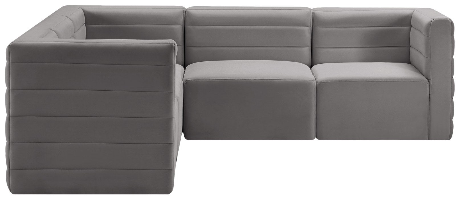 Meridian Furniture - Quincy 95" Grey Velvet Upholstered Comfort 5pc. Sectional - 677Grey-Sec5C - GreatFurnitureDeal