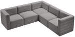 Meridian Furniture - Quincy 95" Grey Velvet Upholstered Comfort 5pc. Sectional - 677Grey-Sec5C - GreatFurnitureDeal