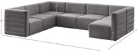 Meridian Furniture - Quincy 126" Grey Velvet Upholstered Comfort 7pc. Sectional - 677Grey-Sec7A - GreatFurnitureDeal