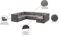 Meridian Furniture - Quincy 126" Grey Velvet Upholstered Comfort 7pc. Sectional - 677Grey-Sec7A - GreatFurnitureDeal