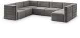 Meridian Furniture - Quincy 126" Grey Velvet Upholstered Comfort 7pc. Sectional - 677Grey-Sec7A - GreatFurnitureDeal