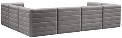 Meridian Furniture - Quincy 126" Grey Velvet Upholstered Comfort 7pc. Sectional - 677Grey-Sec7A - GreatFurnitureDeal