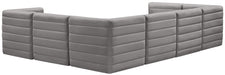 Meridian Furniture - Quincy 126" Grey Velvet Upholstered Comfort 7pc. Sectional - 677Grey-Sec7A - GreatFurnitureDeal