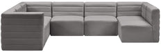 Meridian Furniture - Quincy 126" Grey Velvet Upholstered Comfort 7pc. Sectional - 677Grey-Sec7A - GreatFurnitureDeal