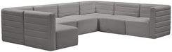 Meridian Furniture - Quincy 126" Grey Velvet Upholstered Comfort 7pc. Sectional - 677Grey-Sec7A - GreatFurnitureDeal
