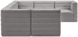 Meridian Furniture - Quincy 126" Grey Velvet Upholstered Comfort 7pc. Sectional - 677Grey-Sec7A - GreatFurnitureDeal