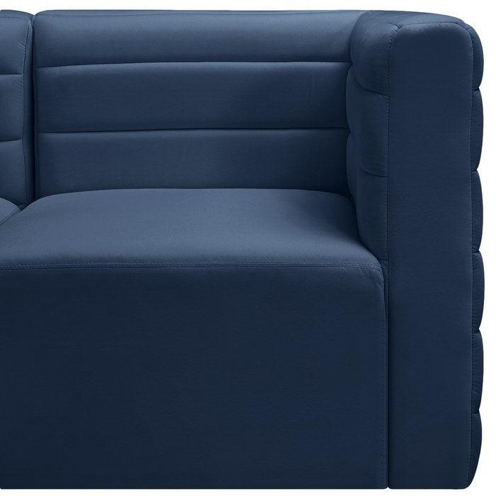 Meridian Furniture - Quincy 94" Navy Velvet Upholstered Comfort 5pc. Sectional - 677Navy-Sec5B - GreatFurnitureDeal