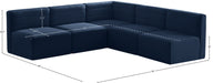 Meridian Furniture - Quincy 94" Navy Velvet Upholstered Comfort 5pc. Sectional - 677Navy-Sec5B - GreatFurnitureDeal