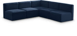 Meridian Furniture - Quincy 94" Navy Velvet Upholstered Comfort 5pc. Sectional - 677Navy-Sec5B - GreatFurnitureDeal