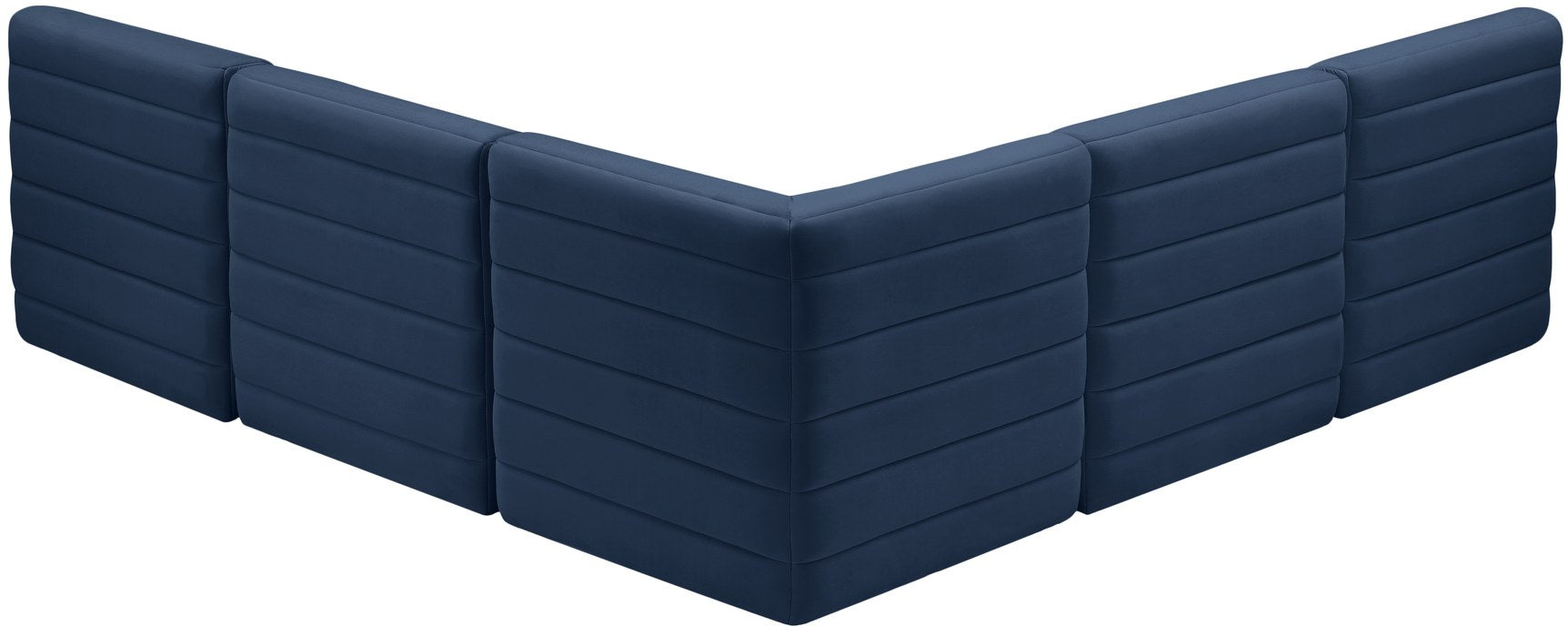Meridian Furniture - Quincy 94" Navy Velvet Upholstered Comfort 5pc. Sectional - 677Navy-Sec5B - GreatFurnitureDeal