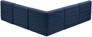 Meridian Furniture - Quincy 94" Navy Velvet Upholstered Comfort 5pc. Sectional - 677Navy-Sec5B - GreatFurnitureDeal