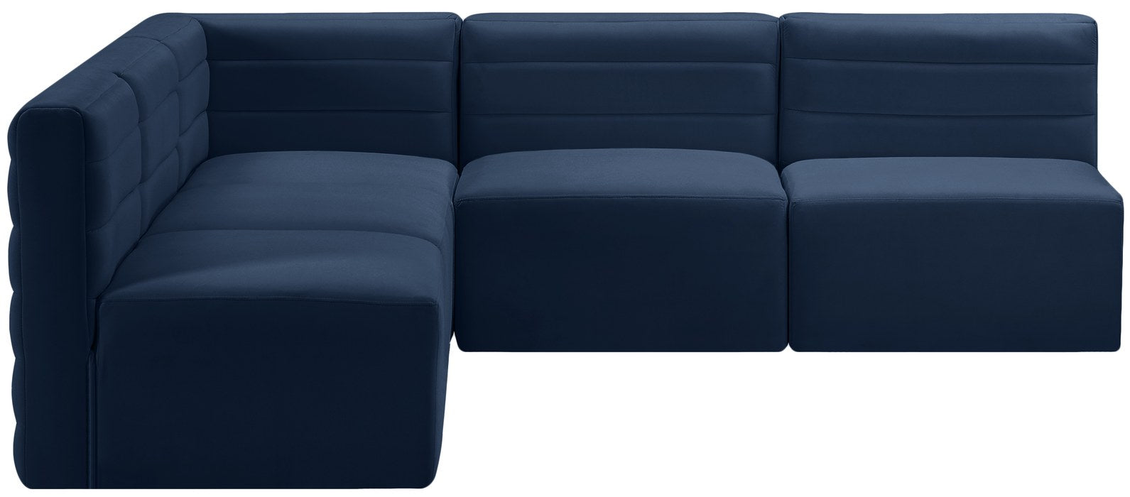 Meridian Furniture - Quincy 94" Navy Velvet Upholstered Comfort 5pc. Sectional - 677Navy-Sec5B - GreatFurnitureDeal